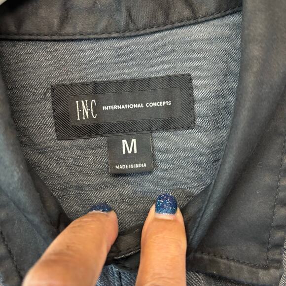 INC International Concepts Mens Gray Snap Button Shacket Jacket Medium Rugged - Picture 3 of 12